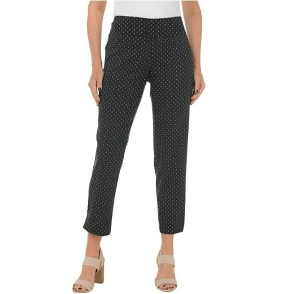 Roz & Ali Pants - ROZ & ALI Spandex Slimming Polka Dot Classic Ankle Pedal Pusher Pant Women 8P